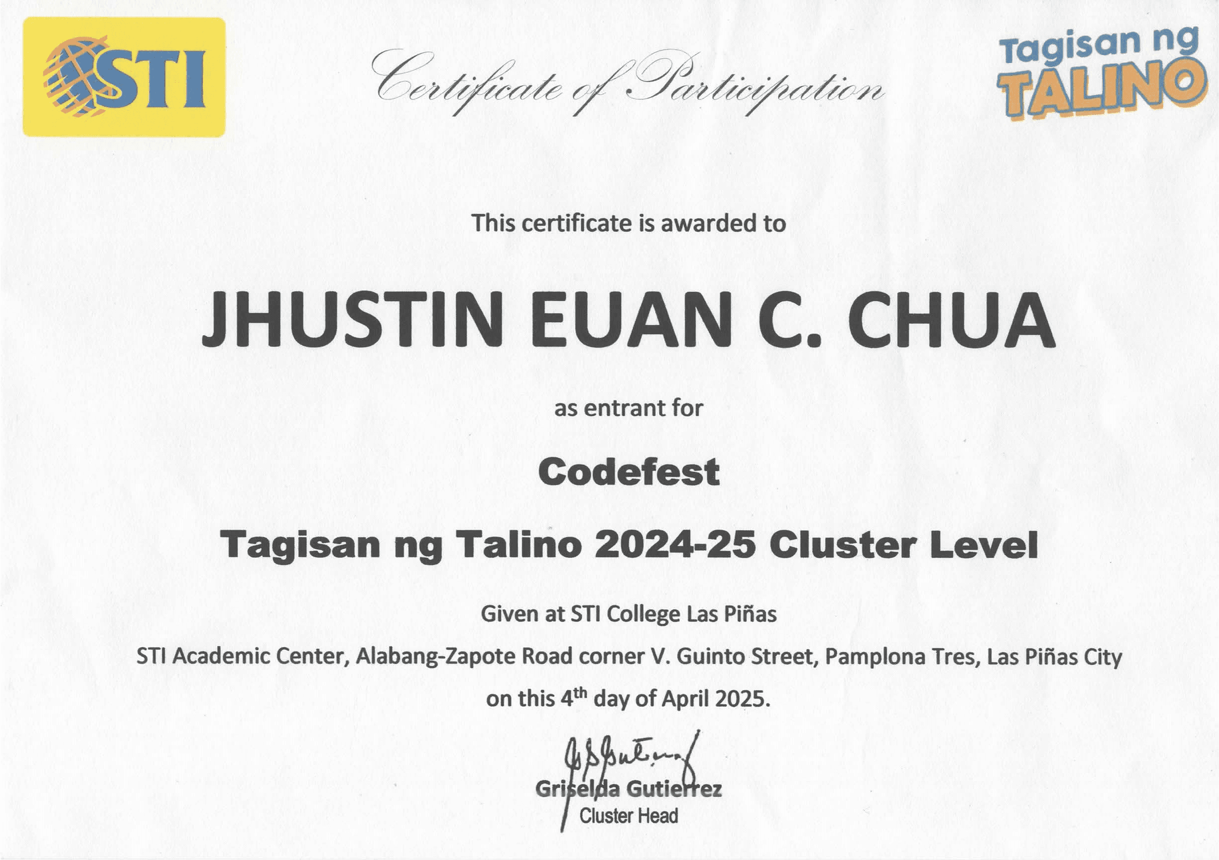 Codefest - Cluster Participant