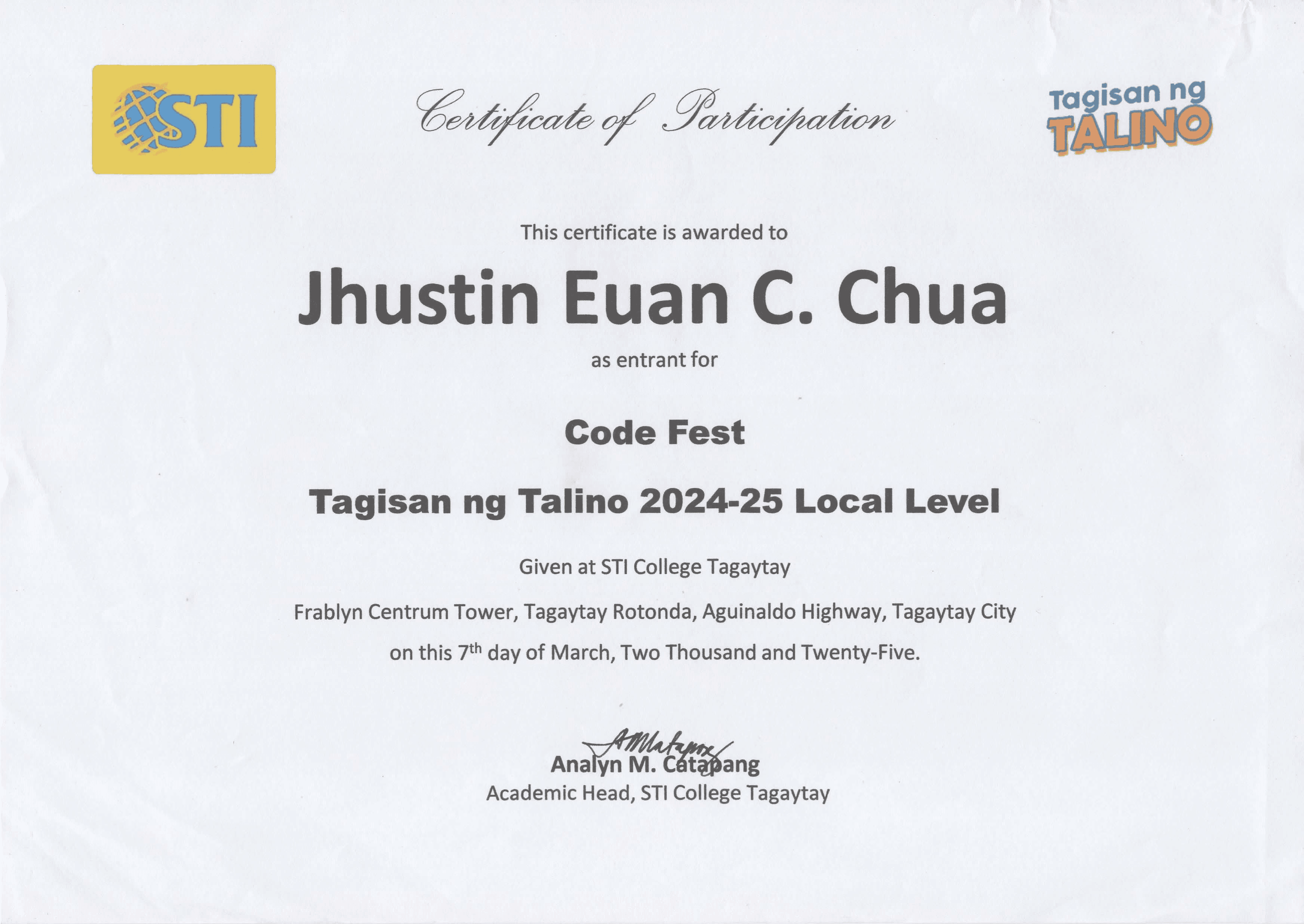 Codefest - Local Participant